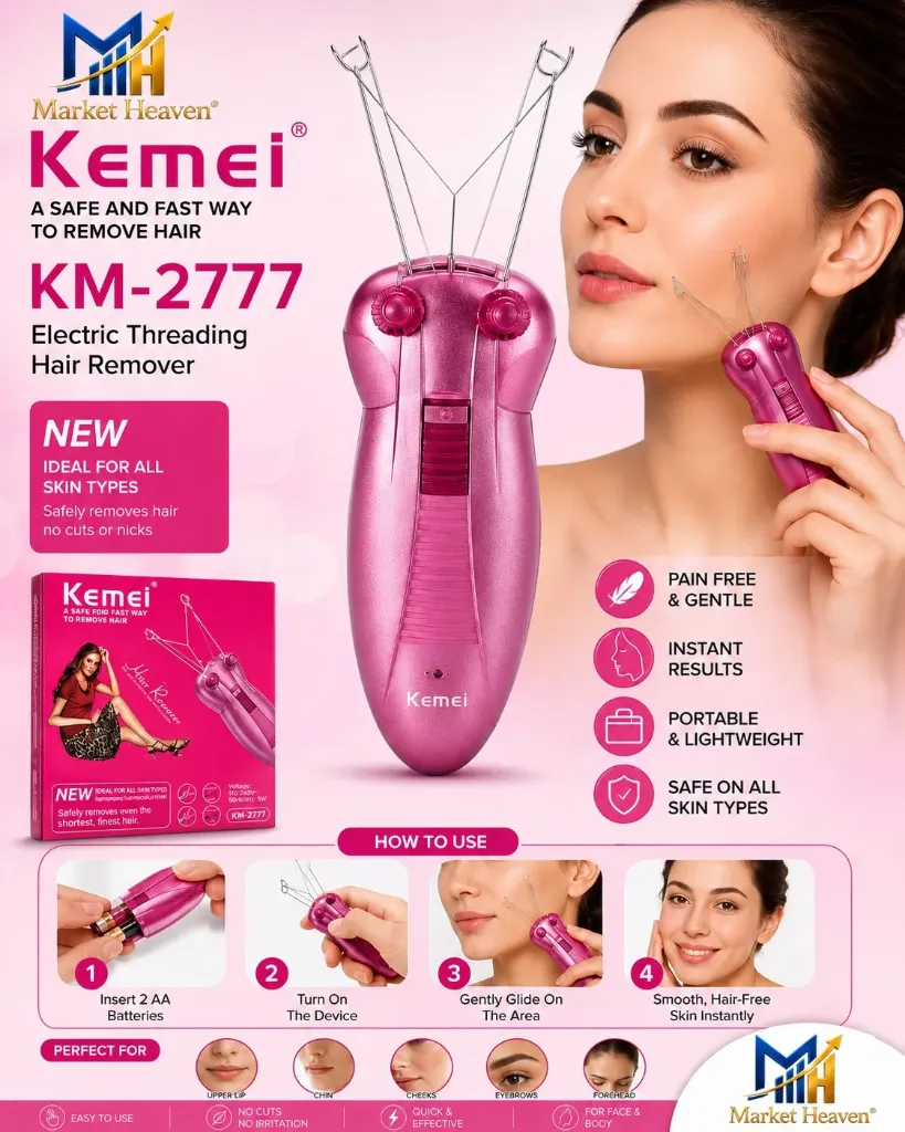 Facial Threading Hair Removal for Women - Electric Ladies Thread Remover, Automatic Threader Machine Epilator for Fine Hairs on Face, Chin, Upper Lip, Arms  1pcs