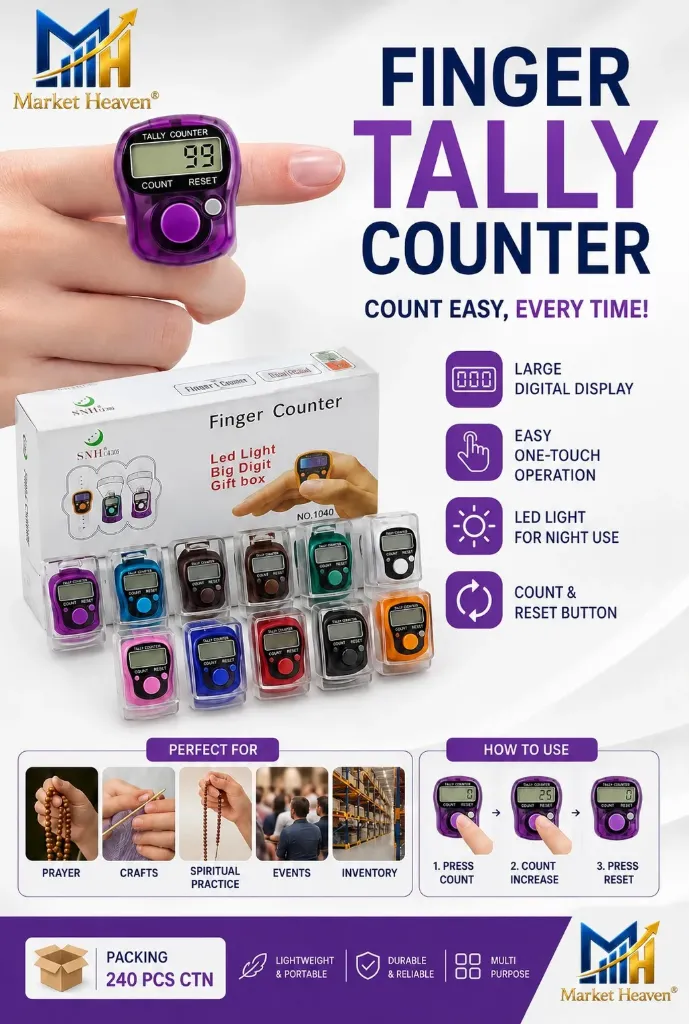 [Finger Counting Device,Different Colours,] Finger Counting Device,Different Colours, 5 Digit Clicker Finger Counter Device Multicolour with Clear Visible Numbers, Useful for Various Counting Purposes (Random Colour) 1pcs