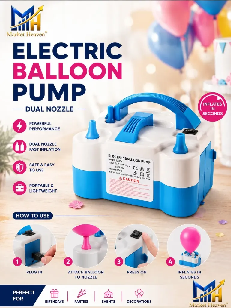 [Portable Dual Nozzle] Portable Dual Nozzle Rose Red 110V 600W Electric Balloon Blower Pump/Electric Balloon Infla