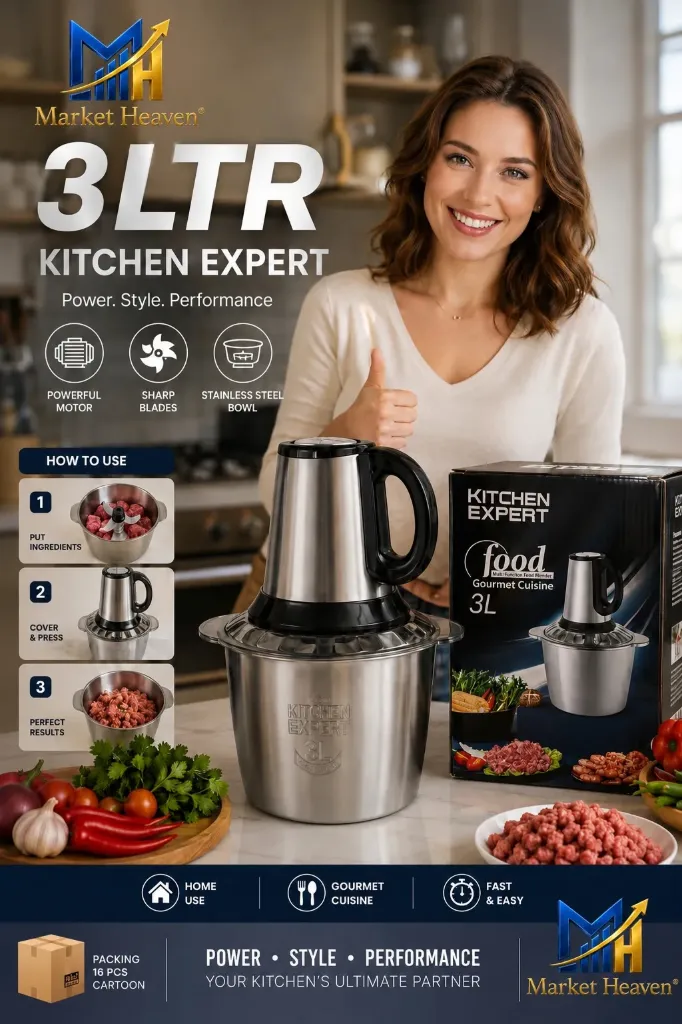 [3L Electric Meat Grinder & Food Chopper – Stainless Steel] 3L Electric Meat Grinder & Food Chopper – Stainless Steel Bowl,Powerful Motor,4-Blade S-Shape Knife,2-Speed Control Food Processor for Meat,Vegetables,Garlic,Chili,Baby Food Heavy Duty Kitchen Helper