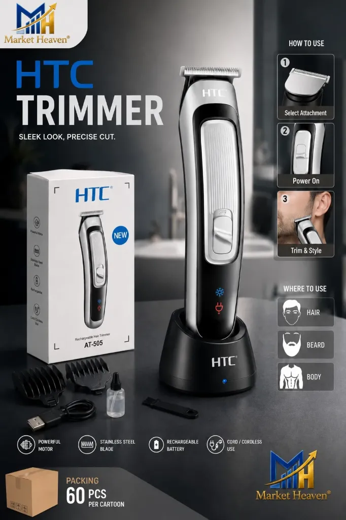 AT-505 Trimmer 120 Min Runtime For Men/Women Fully Waterproof Battery Powered Trimmer 4 Length Settings