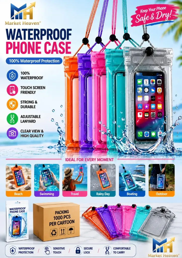 [Mobile Rain Protection Pouch Cover Case] Mobile Phone PVC Waterproof Sealed Mobile Rain Protection Pouch Cover Case for 7 inches,Dust Proof, Touch Sensitive,Sealed, Safe for All Phones(Transparent)