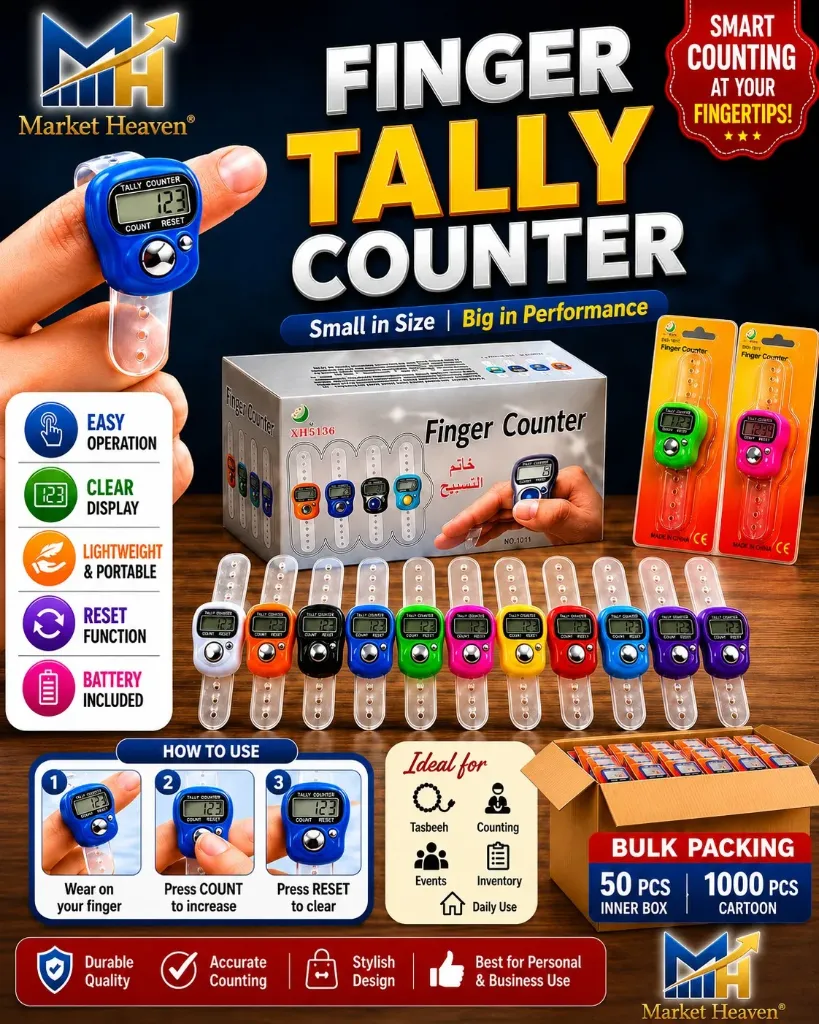 Digital Finger Tally Counter Ring Pack of 10 | Jap Mala Counter for Mantra Chanting & Meditation | Handheld Click Counter Machine | Electronic Counter for Prayer, Knitting, Stitch, Golf