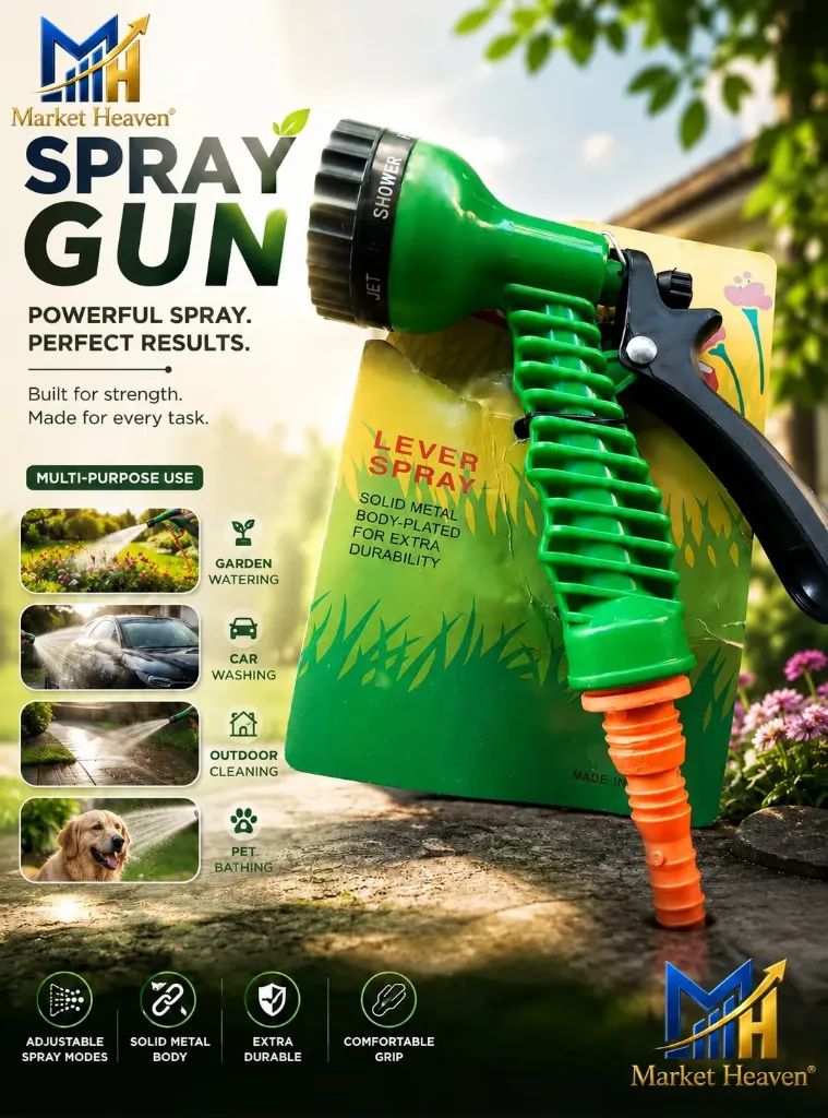 [High Pressure Water Spray  Gun] High Pressure Water Spray Guns_7 in 1 Pattern_Multiple Spray Pattern Hose Nozzles_Pack Of 2_For Watering Plants_Gardening_Car Wash_Bike Wash EFAMS