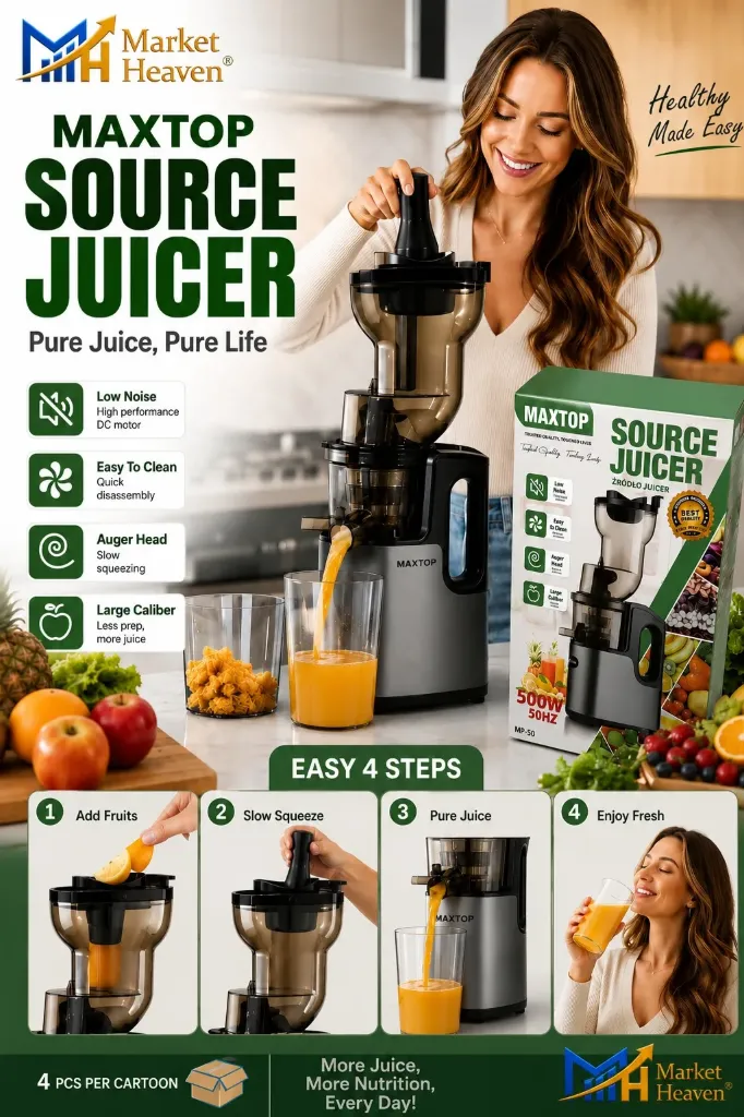 Juicer with Ice Cream Maker | 5 Years Motor Warranty | Slow Juicer for Fruits, Vegetables & Nut Milk | 10% More Juice, Less Waste | Low Noise | Anti-Drip | Easy to Clean