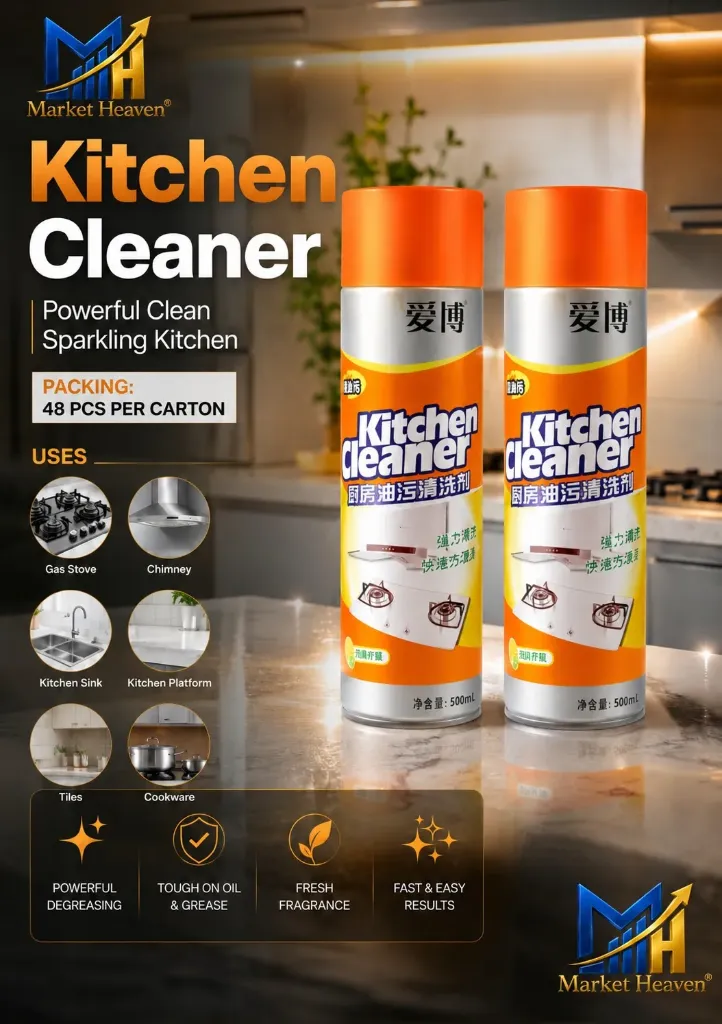 [Kitchen Foam Cleaner Spray,] Kitchen Foam Cleaner Spray, Heavy Duty Degreaser for Exhaust Fan, Multi Use Kitchen Cleaning Spray | Strong Grease & Stain Remover 500ml