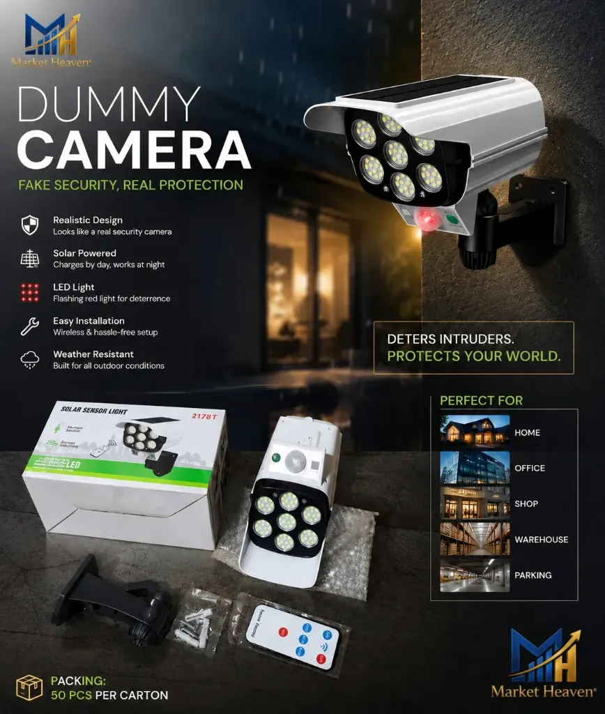 [Security Camera Solar Powered Sensor] Security Camera Solar Powered Sensor Light, Solar Lamp Outdoor Garden Light Wall Lamp Fake Camera with Light, Remote Control, 77 LED Street Spotlight Solar Lamp