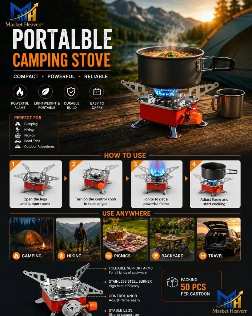 [Gas Stove with Butane Gas] Camping Gas Stove with Butane Gas Cylinder & Refill Canister Kit Foldable Furnace and Lightweight Portable Burner for Travel Hiking Outdoor Camping Cooking