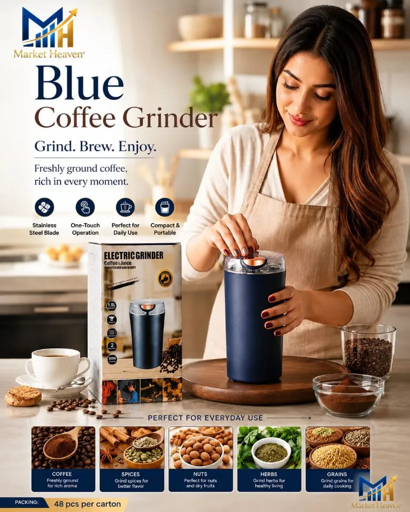 Coffee Grinder Electric, Portable Electric Grinder with Powerful Stainless Steel Blades, Coffee Beans Grinder, Mini Grinder Machine for Kitchen, Spice Grinder, Dry Grinder for Home, Small Mixier