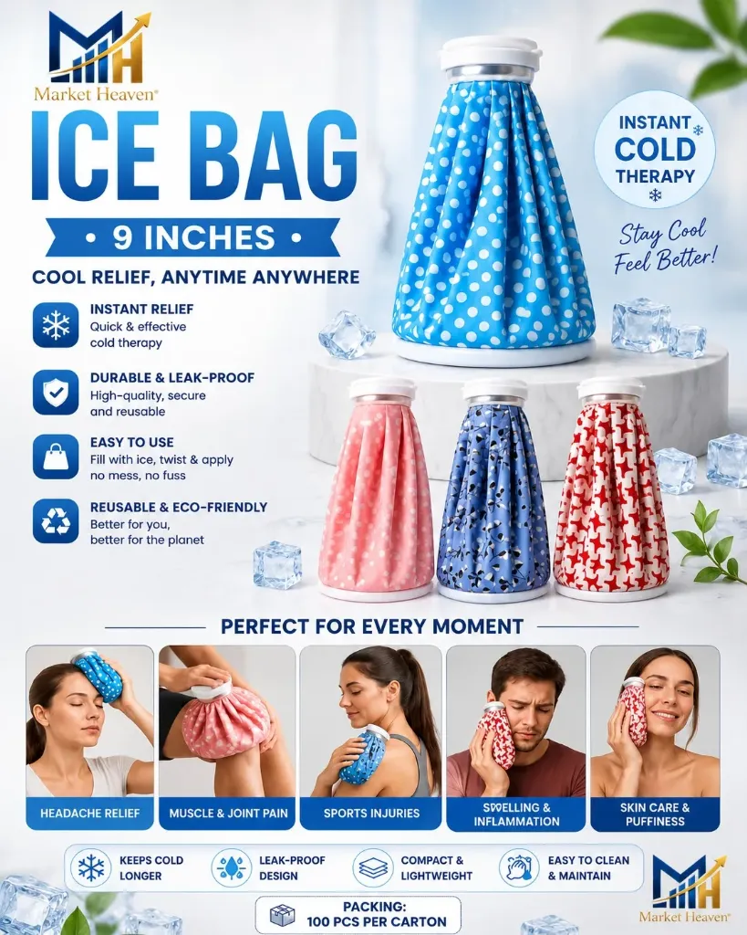 Ice Cold Pack Reusable Ice Bags Hot Water Bag for Injuries, Hot & Cold Therapy and Pain Relief with Elastic Breathable Support Wrap