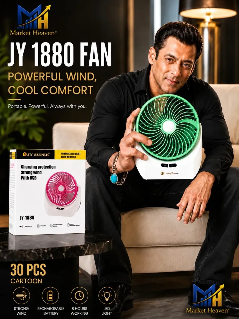 USB Charging Fan Rechargeable Battery desk fan, portable battery powered 3 speed settings travel friendly fan and led Light rotatable head for home office Use for camping
