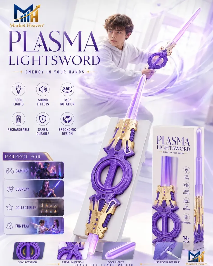 Fire Spin Sword Double-Edged Lightsaber Toy with 7-Color LED Lights & Sound, Role-Play for Kids Battles 360° Rotating (Fire Spin Sword)