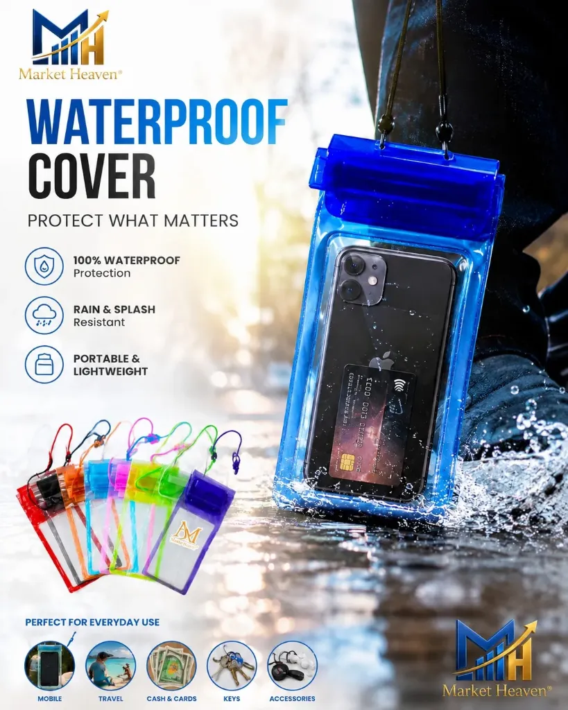 [Waterproof Mobile Phone Pouch] Waterproof Mobile Phone Pouch with Neck Lanyard | Random Multicolor | Universal Waterproof Phone Cover for Beach, Swimming, Boating, Travel & Outdoor Activities