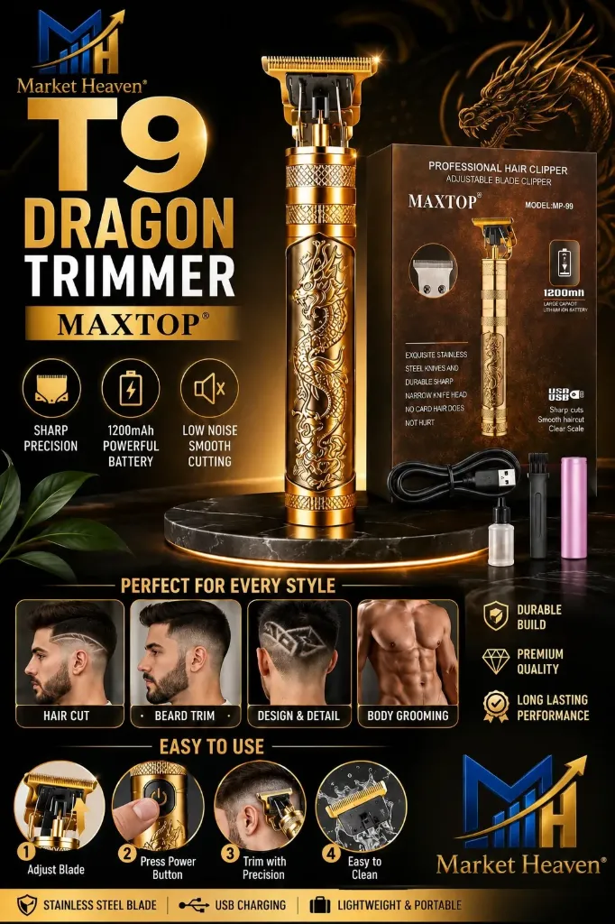 Rechargeable Trimmer Men - Professional Hair Tremor for Men & Beard - Cordless Body & Pubic Hair Trimmer for Man - Buddha Trimmer for Salon & Home Grooming (Yellow)