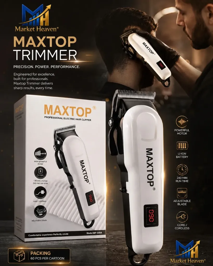 Hair Clipper Cordless Trimmer for Men With Guide Combs, LED Display, Rechargeable Cutting Machine and Complete Grooming Accessories