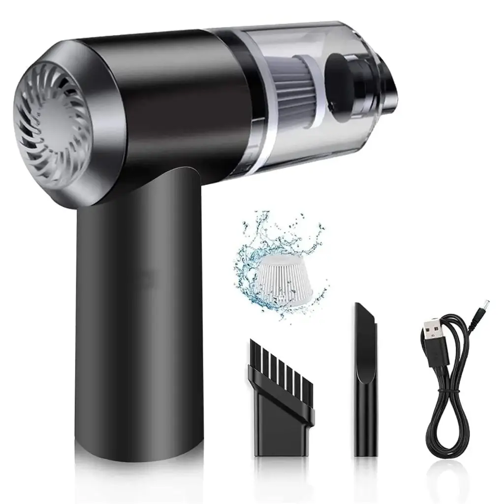 [MH-04] 3 in 1 Portable Car Vacuum Cleaner with Blower | USB Rechargeable Wireless Handheld Car Vacuum Cleaner Traveling, Camping Reusable,Portable,Rechargeable (Black) Market Heaven
