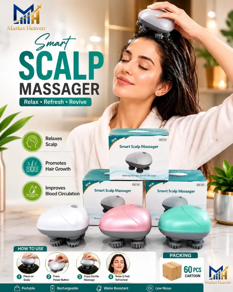 Head Massager For Scalp, Scalp Massage, Electric Scalp Massager, Hair Massager For Hair Growth, Body Massager | MULTICOLOUR