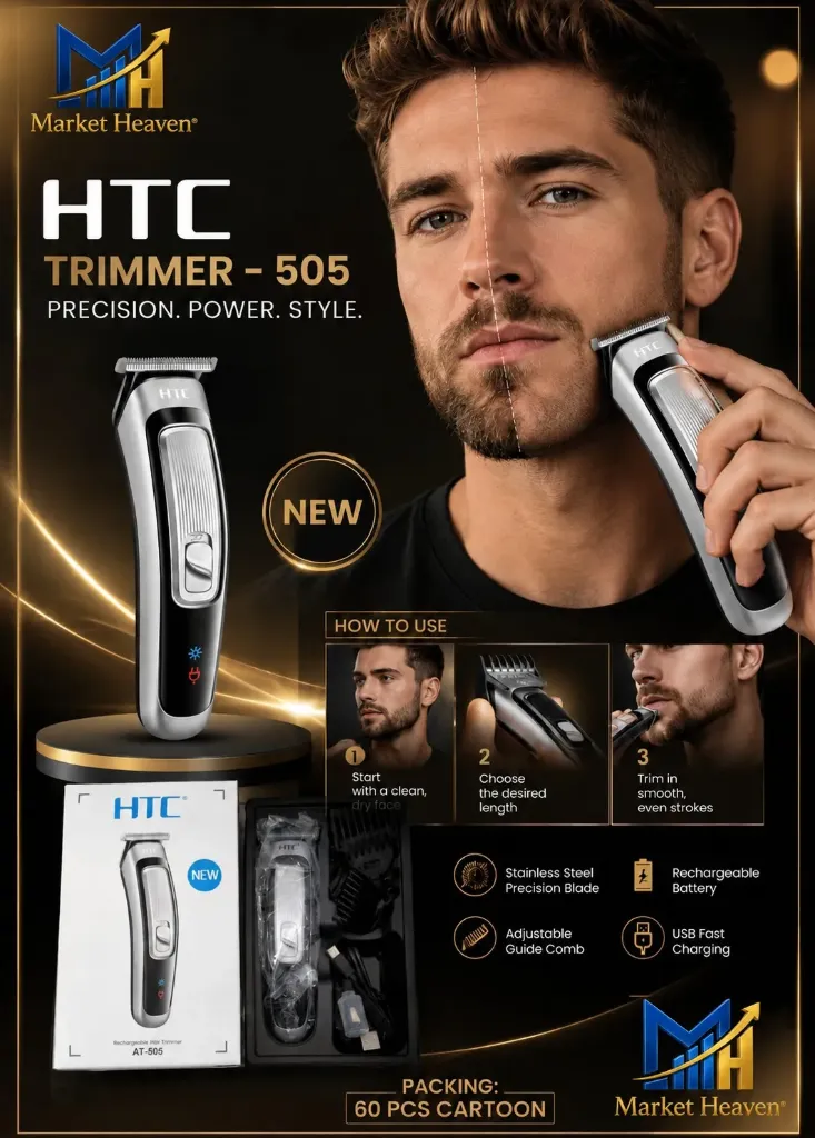 [Rechargeable Hair Trimmer for Men] Rechargeable Hair Trimmer for Men | Cordless Beard & Hair Clipper | Precision T-Blade Grooming Machine | USB Rechargeable | Professional Hair Cutting Trimmer | Model AT-505