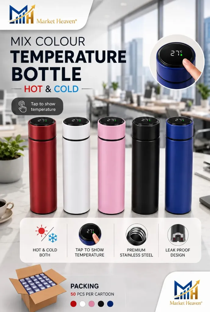 [Stainless Steel Insulated Water Bottle] Stainless Steel Insulated Water Bottle with LED Temperature Display | Built-in Tea Strainer, Touch Sensor Lid, Multiple Colour Options, Double Wall Vacuum, Leak-Proof Design