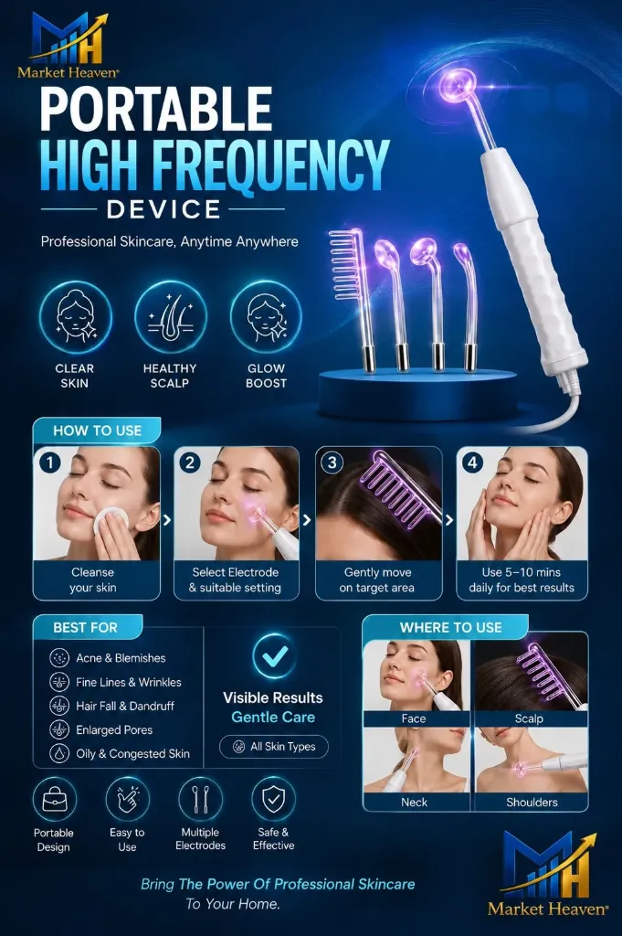 [High Frequency Facial Wand] High Frequency Facial Wand - Uaike Portable Handheld Blue High Frequency Skin Facial Machine at Home - Skin Face Wand Device with 4 Different Blue Glass Tubes