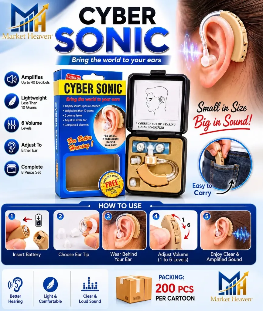 Cyber Sonic Hearing Aid Bionic Ear Machine for Old Age in The Advanced Machine Earing Machine Ear Age Kaan Ki Machine Sound Ampifier Zen Age (Pack of 1 Pcs)