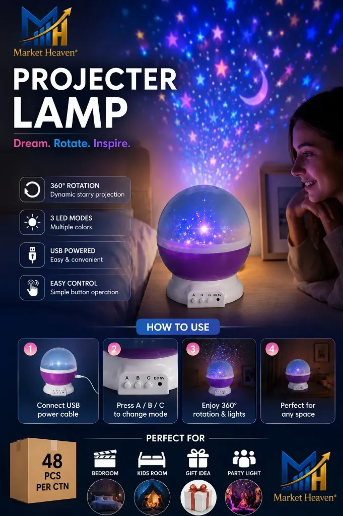 [Star Projector Night Light] Star Projector Night Light, Rotating LED Moon and Starry Sky Lamp for Kids Bedroom, Relaxing Decor Gift for Nursery, Baby Room, Birthday & Holidays.