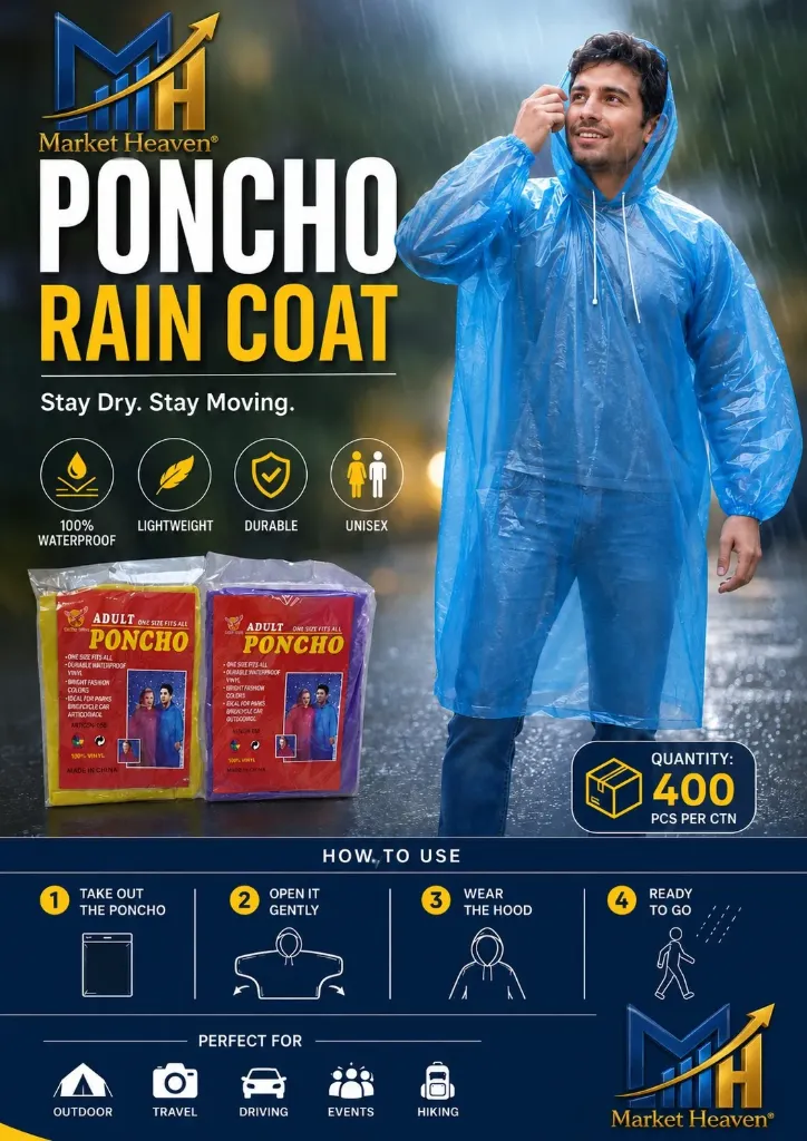 Disposable Raincoat Poncho with Hood Raingear Travel Rainsuit Barsaati Waterproof Rainwear for Men Women