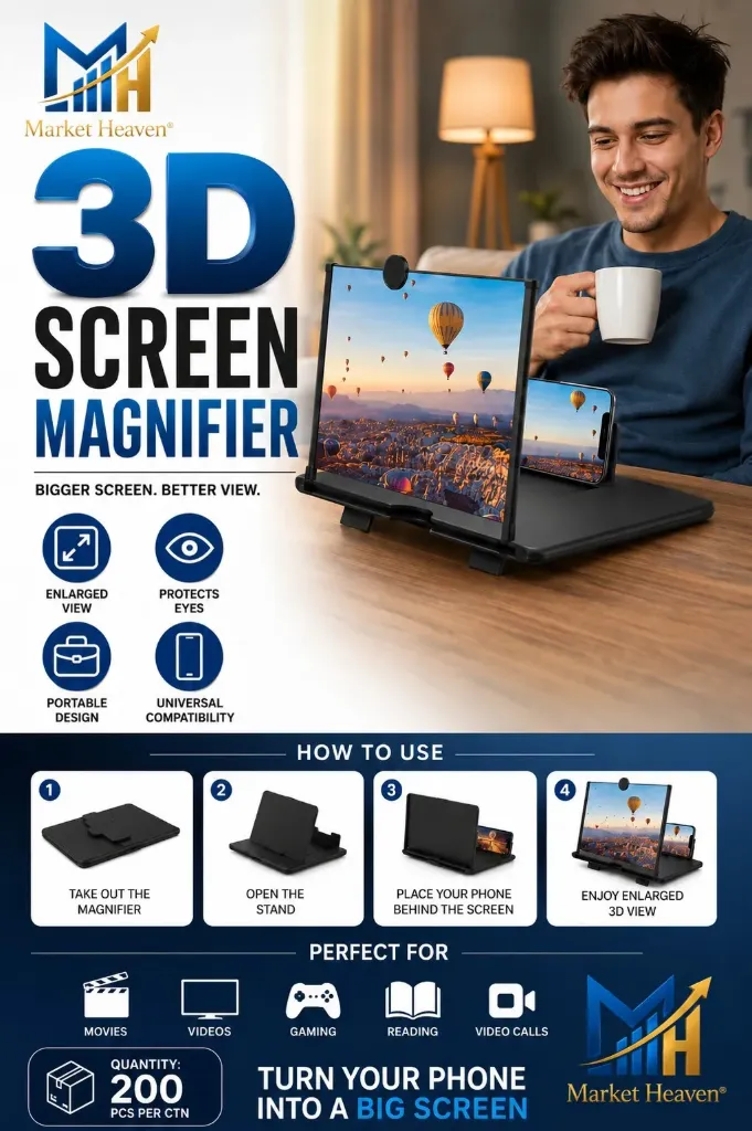 [Mobile Phone Screen Magnifier with Foldable Stand] 14 Inch 3D HD Mobile Phone Screen Magnifier with Foldable Stand,Portable Screen Amplifier,Video Enlarger for Smartphones,Eye Protection Screen Expander for Movies, Gaming & Reading