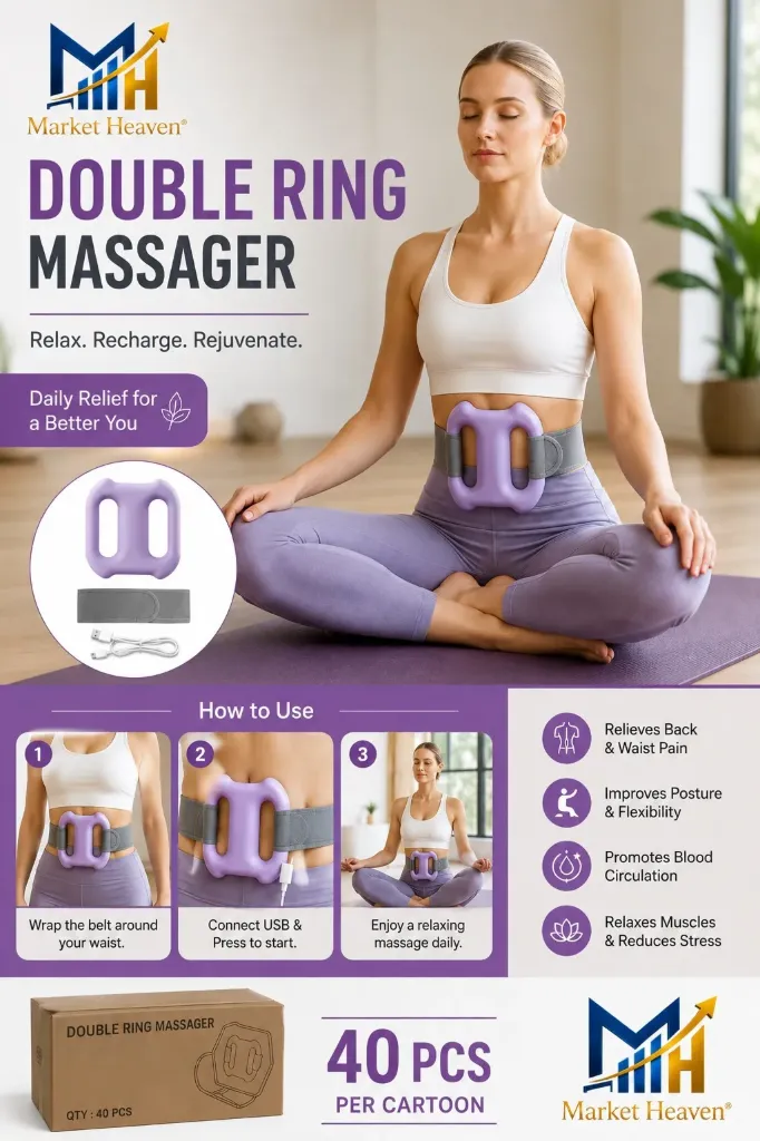 Belly Fat Massager Belt | Handheld Wearable Vibration Massage Ring with Adjustable Belt, Digital Display, USB Charging Cable and Storage Pouch (MULTICOLOR)