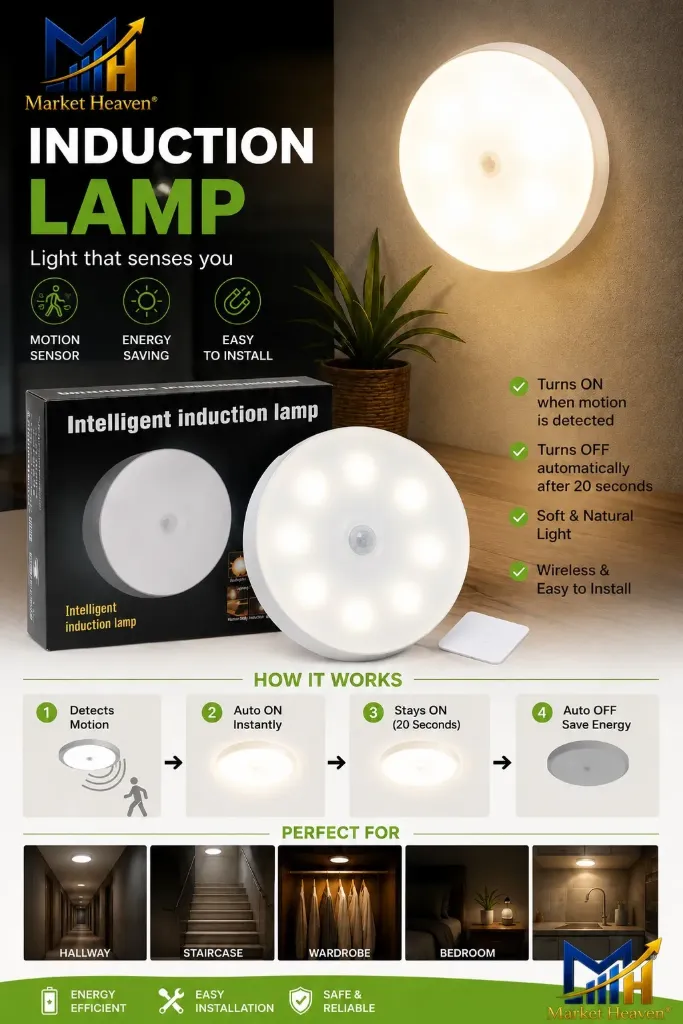 [Motion Sensor Light] Motion Sensor Light for Home with USB Charging Wireless Self Adhesive LED Body Induction Lamp Sensor Light for Wardrobe Lights Sensor Night Light for Cupboard Stair (Round - Warm White, 1)