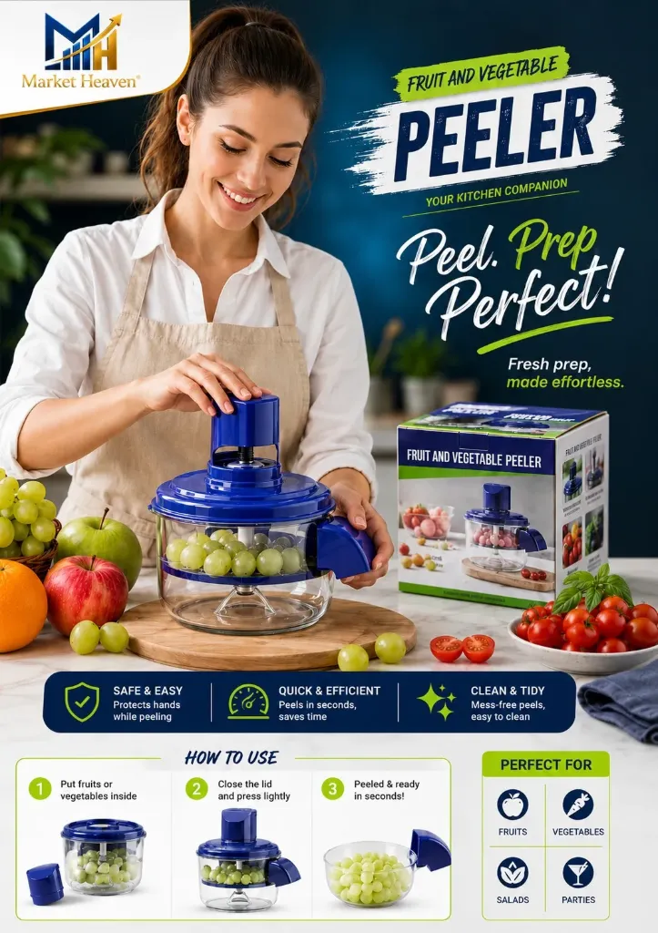 Electric Automatic Vegetable & Fruit Peel Remover | Smart Peeling Machine with Clear Storage Bowl | Quick, Clean & Effortless Kitchen Prep Tool
