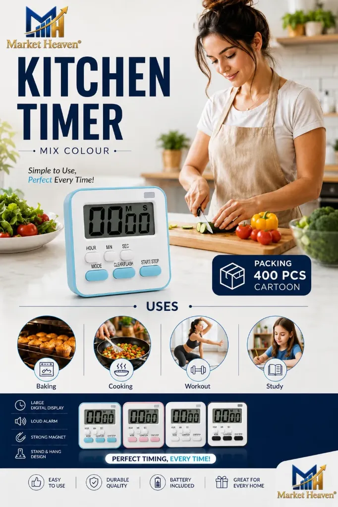 [Display Digital Kitchen Timer] Digital Kitchen Timer & Stopwatch, Countdown Large Digits for Cooking, Chef Cooking Timer Clock with Loud Alarm,100% Mechanical Desk Timer Countdown Reminder Magnetic Back -Blue