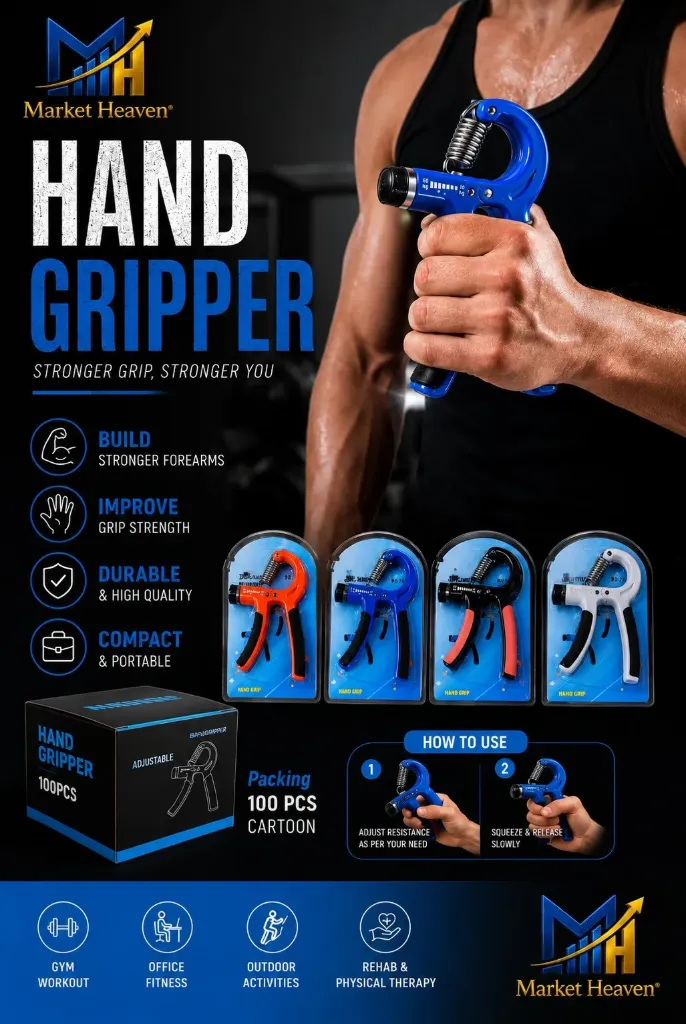 [Adjustable Hand Gripper for Men & Women] Bodyband Hand Grip Workout Strengthener, Adjustable Hand Gripper for Men & Women for Gym Workout Hand Exercise Equipment to Use in Home for Forearm Exercise, Finger Power Gripper Plastic