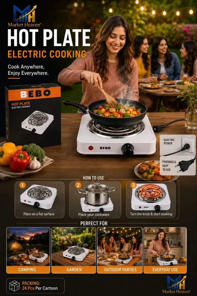 [Portable Single Coil Hot Plate] Electric Cooking Stove - 2000W Portable Single Coil Hot Plate Burner for Kitchen, Dorm & Travel | Adjustable Temperature Control, Heavy-Duty Heating Element, Compact_01