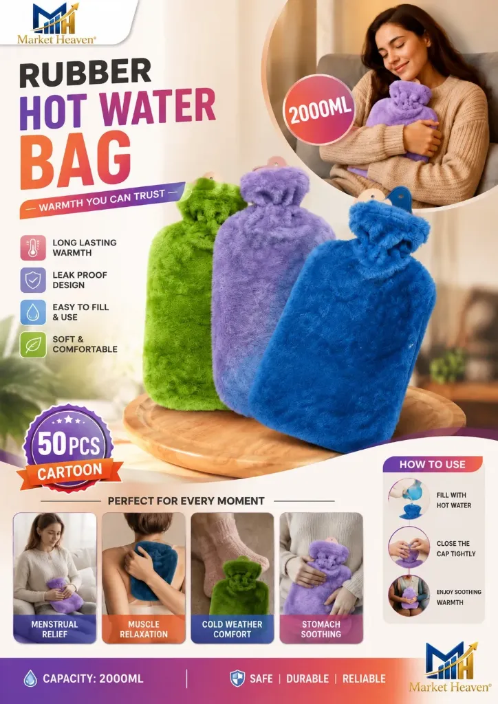 [Hot Water Bottle, Hot Water Bottles] Hot Water Bottle, Hot Water Bottles with Fluffy Cover, 2Liters Leakproof Large Hot Water Bag for Cold & Hot Compress, Great Winter Gift for Women, Seniors & Children