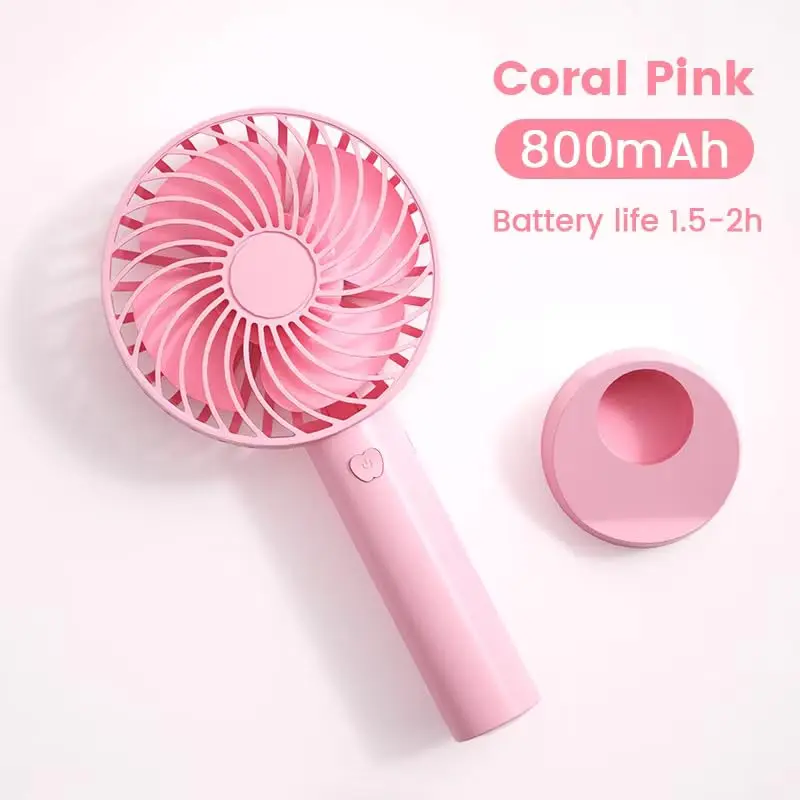 Mini Portable USB Hand Fan – 1200mAh Rechargeable Battery, 3-Speed Mode, Up to 3 Hours Usage, High-Speed Cooling Fan with Stand for Home, Office & Travel