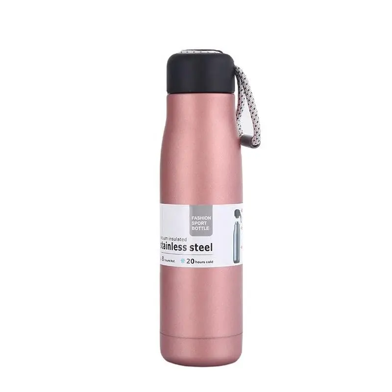 Double Wall Vacuum Insulated Water Bottle Flask 550ml Hot 10hrs Cold 30hrs BPA Free Leak Proof Water Bottle for Gym Travel Office Sprots School Colour Black