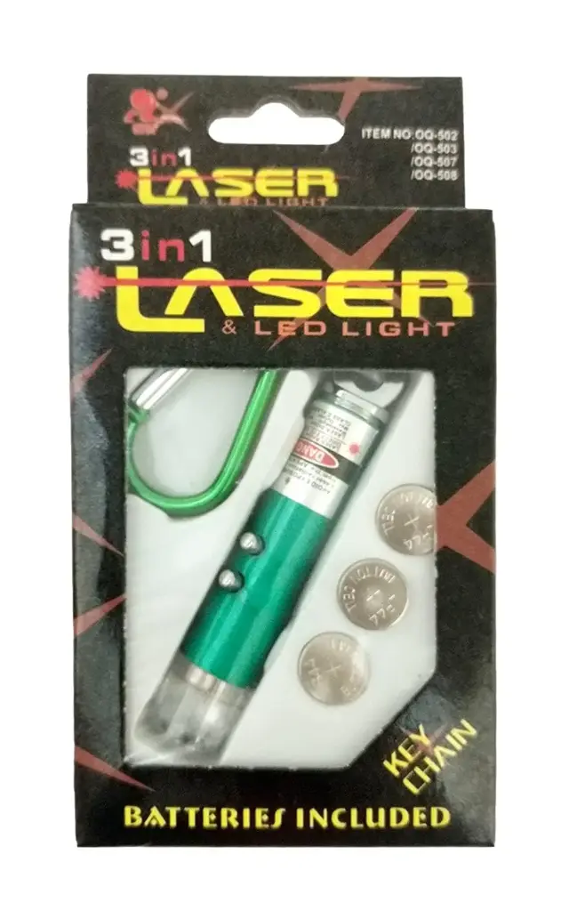 [MH-03] 3 in 1 Laser Pointer,LaserTorch with Emergency Hazard LED Light and Key Chain Hook (Multicolor) with 3 Button Size Cells Market Heaven