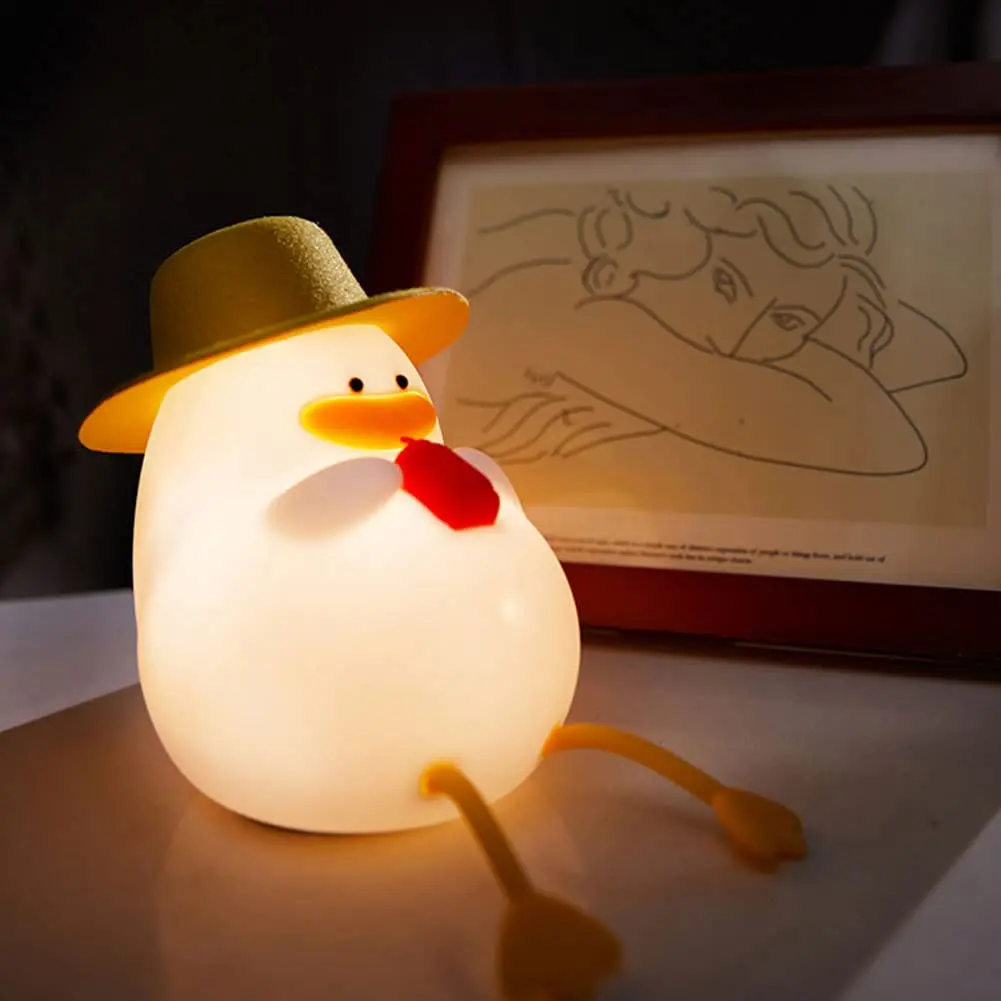 Cute Duck USB Rechargeable Night Light, Silicone Kids Lamp with 30 Minute Timer & Tap Control, for Nursery & Kids' Room Decor