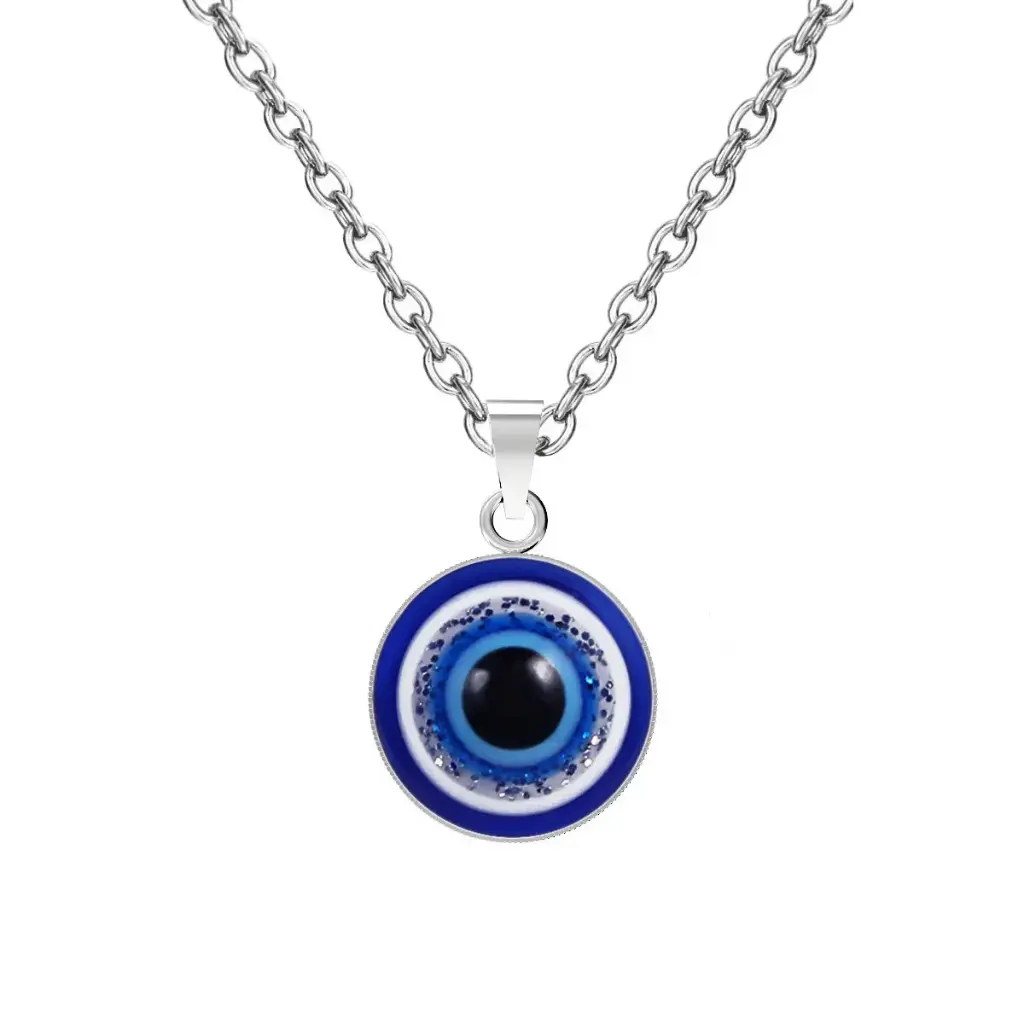 Evil Eye Necklace Sun Pendant Turkish Blue Eye Protection Lucky Necklaces Jewelry Gifts for Men Women (Sun) - Silver