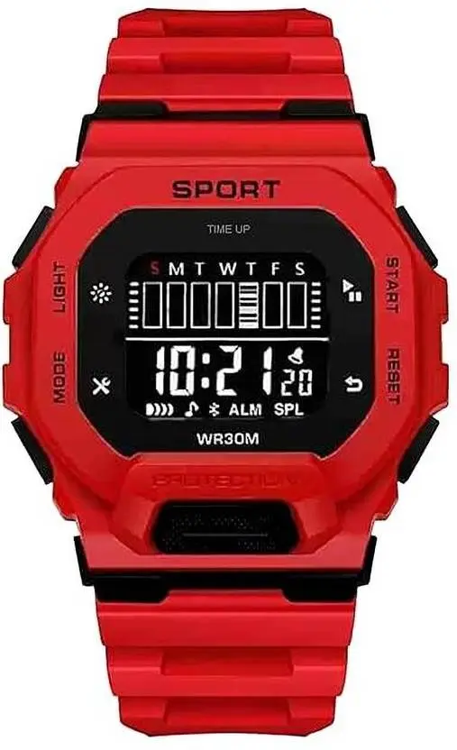 [MH-124] Silicone Strap Hybrid Multi Function Working Premium Quality LED Luminous Light Digital Watch - For Men Black Square Digital Dial Sport Chronograph Stop Watch,Shockproof