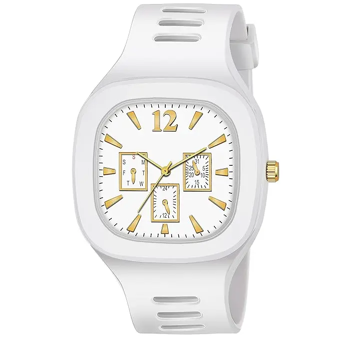 Miller Watch -Premium Brand - Square Multi Dial Analog Silicon Strap Addi Stylish Designer Analog Watch