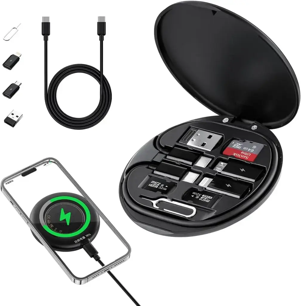 Universal All-in-One Quick Charging & Data Cable Kit with Smart Adapter Storage | Fast Charge Multi USB Cable Set | Compact Portable Tech Organizer