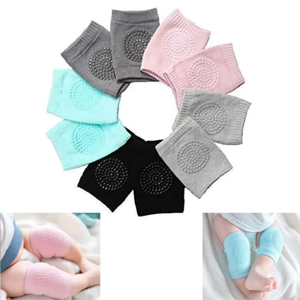Baby Knee & Elbow Pad Cushion, Infant Toddler Crawling Knee & Elbow Pads, Baby Leg Warmer Kneecap Protector for Kids, Multi-Color Safety Pads for Baby & Kids Knees and Elbows