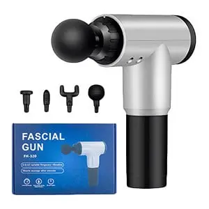 Muscle Body Massager Gun with 6-speed, for Pain and Stress Relief with 4 Massage Head, Battery Powered Control Containers for Home and Work Stability Easy Grip Airtight Lids (Silver)