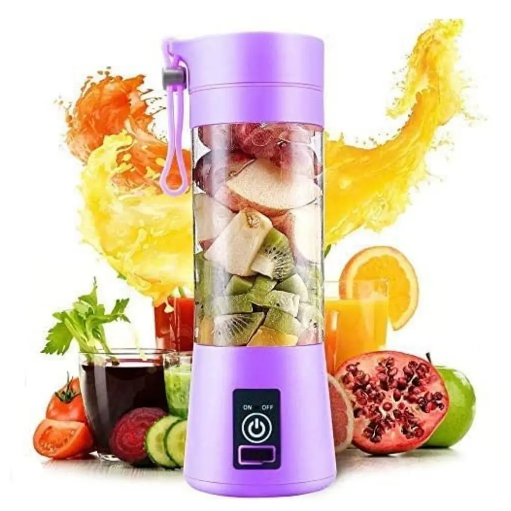 Portable Electric USB Juice Maker Juicer Bottle Blender Grinder Mixer,6 Blades Rechargeable Bottle with (Multi color)