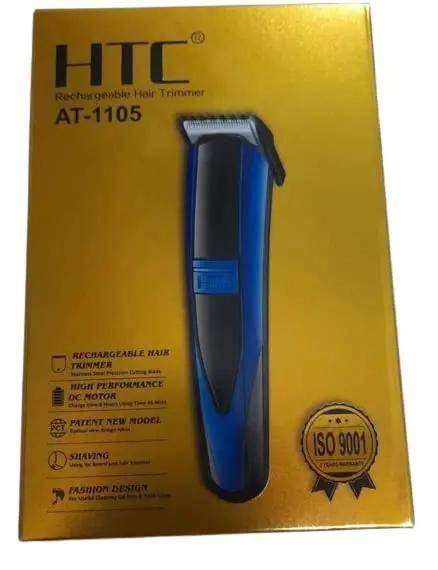 THE DIFFERENCE HTC AT-1105 Rechargeable Hair Beard Trimmer for Men Trendy Styler HTC Trimmer Stainless Steel Sharp Blade Beard Shaver (Black)