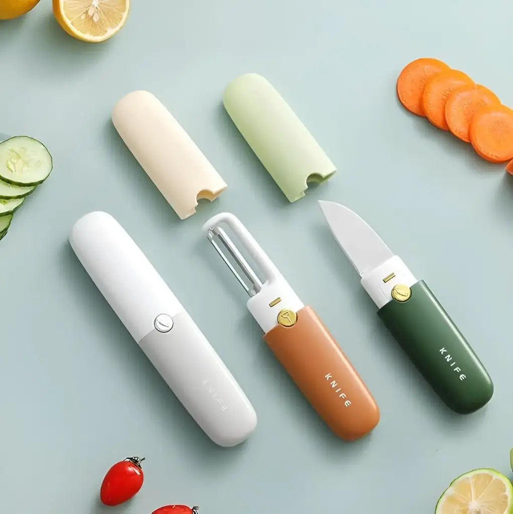 Multi-Functional Kitchen Knife Peeler, Dual-Use Peeler for Cutting and Peeling 2 in 1 Fruits & Vegetables Peeler Knife Stainless Steel Blade Portable Kitchen and Outdoor Use