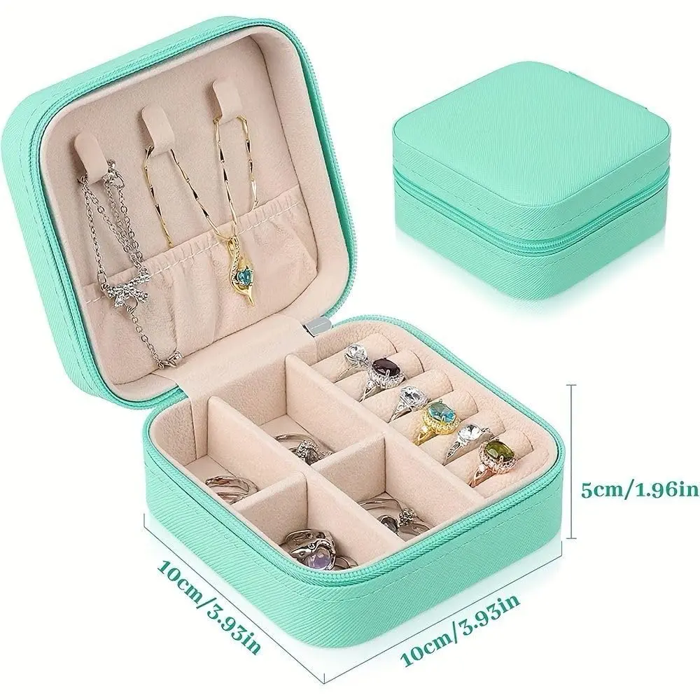 Square Travel Jewellery Box for Women, Travel Earrings Organiser Box, Portable Jewellery Box Organisers for Rings, Earrings, Bracelets, Necklaces Decorative box