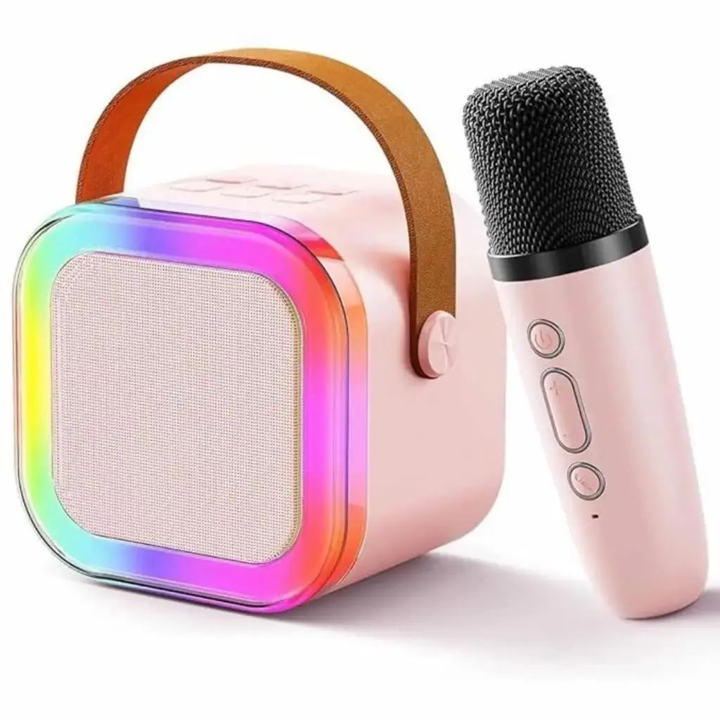 [MH-65] MH-K12 Kids Adults with Wireless Mics Portable Karaoke Bluetooth Speaker & Dynamic Lights Birthday Gift for Girls, Boys & Toddlers Ages 4,5,6,7,8,9,10,12+ Year Old (Multi) (Multi)